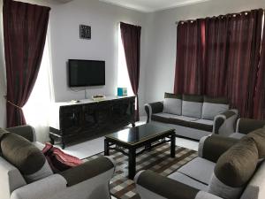 un soggiorno con divani e TV a schermo piatto di Homestay Executive at Town Area for 18 Pax a Malacca