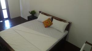 uma cama com duas almofadas num quarto em Richwin Villa Dambulla em Dambulla