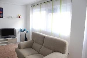 sala de estar con sofá y TV en Apartamento Auditorio en Alicante