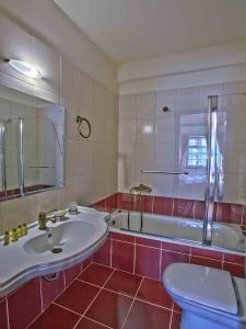 a bathroom with a sink and a tub and a toilet at Pantheon in Papingo