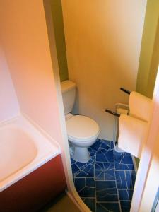 a small bathroom with a toilet and a sink at L'Auberge des Collines in Granges-Les-Beaumont
