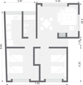 Půdorys ubytování Apartamentos Los Quipus