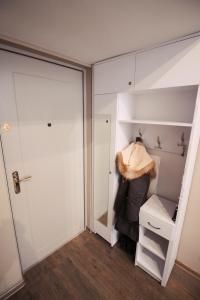 リヴィウにあるLviv rent apartments 1の鏡付きのクローゼットとドアが備わる客室です。