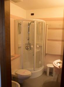 a bathroom with a shower and a toilet at Hotel Piroga Padova in Selvazzano Dentro