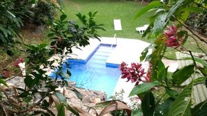 a swimming pool in a yard with plants at B&B Garden Grecia in Grecia