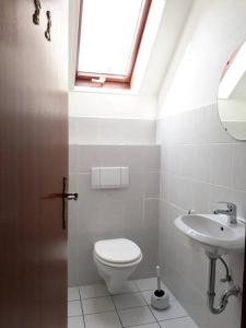 ラールにあるFewo Lahr Hugsweierのバスルーム(トイレ、洗面台付)、窓が備わります。