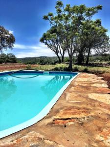 una piscina vuota con alberi sullo sfondo di Seven Fountains Farm a Grahamstown