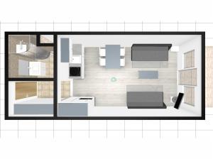 a floor plan of a small apartment with a room at Zdrojowa 26 Apartament 35 in Świnoujście