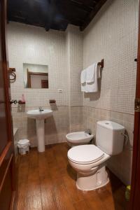 a bathroom with a toilet and a sink at El Tirol in Cantagallo