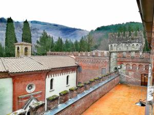 a view from the balcony of a castle at Castello di Valenzano in Arezzo