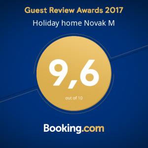 Certifikát, hodnocení, plakát nebo jiný dokument vystavený v ubytování Holiday home Novak M