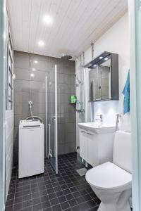 エスポーにある2 room apartment in Tapiolaのバスルーム(トイレ、洗面台、シャワー付)