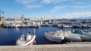 a bunch of boats are docked in a marina at Le Tre Caravelle in Trabia