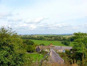 a group of houses in a field with trees at Nuffies Cottage in Elton