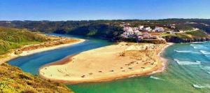 an aerial view of a beach with a resort at Casa Sol da Praia - Praia de Odeceixe in Odeceixe
