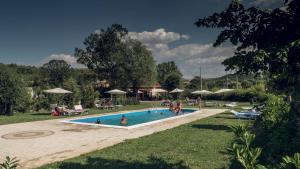 a group of people in a pool at a resort at Agriturismo Cupello in Cagnano Amiterno