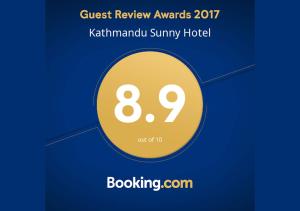 Majutusasutuses Kathmandu Sunny Hotel olev sertifikaat, autasu, silt või muu dokument