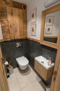 a bathroom with a toilet and a sink at Chalet A03 in Courchevel