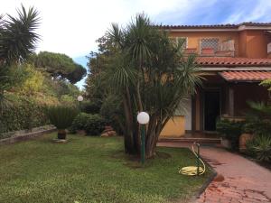 una casa con una manguera junto a una palmera en Villino a 200 mt dal mare, en Anzio