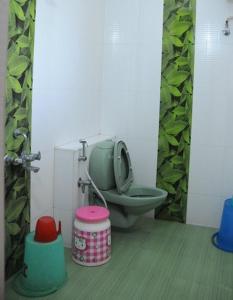 a bathroom with a green toilet in a room at Lloyds Guest House, North Boag Road, T. Nagar in Chennai