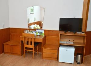 Un televizor și/sau centru de divertisment la Garni Hotel Lake