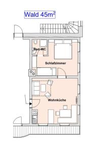 een plattegrond van een huis met de afmetingen van het gebouw bij Haus Ursula in Kals am Großglockner