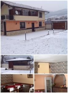 a series of photos of a house in the snow at Villa Paradise in Beli Iskar