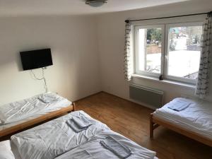 Postel nebo postele na pokoji v ubytování Apartmány Viktorka