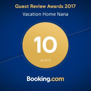 Vacation Home Nana tanúsítványa, márkajelzése vagy díja