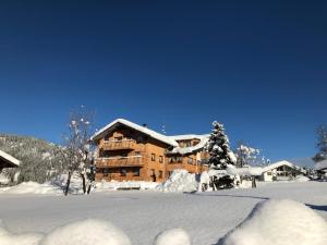 un lodge de esquí frente a la nieve en Panoramahaus Künzler, en Riezlern