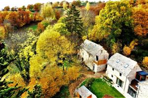 - une vue aérienne sur une maison dans les bois dans l'établissement Domaine des Marequiers chambre Alchemille, à Saint-Germain-du-Teil