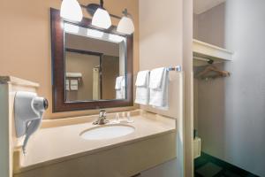 W łazience znajduje się umywalka i lustro. w obiekcie Days Inn by Wyndham Watertown w mieście Watertown