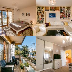 a collage of four pictures of a living room at Nina in Herceg-Novi