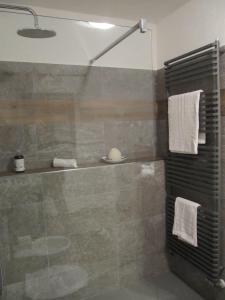 a bathroom with a shower with a tub at Maison Des Abeilles Vda Gressan n 0028 in Gressan