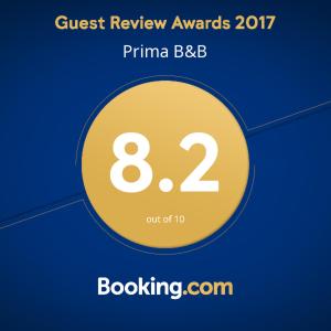 Certifikát, hodnocení, plakát nebo jiný dokument vystavený v ubytování Prima B&B Hostel