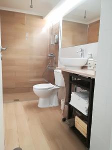 y baño con aseo, lavabo y espejo. en Casinhas da Ajuda nº25, en Lisboa