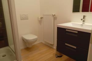 un bagno con un water e un lavandino di Nena Guesthouse a Lovanio