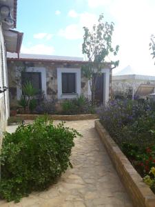 a house with a stone walkway in a garden at Villa Lucia in Lampedusa