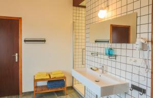 a bathroom with a sink and a mirror at De Oude Katsei in Gingelom +30 photos