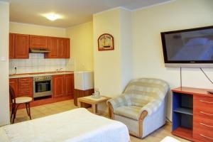 Kuchyňa alebo kuchynka v ubytovaní Apartamenty & Restauracja Janus