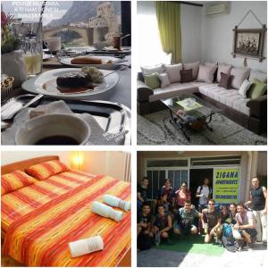 uma colagem de fotos de uma sala de estar com pessoas em Zigana Apartments em Mostar