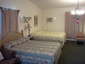 Tempat tidur dalam kamar di Borealis Inn