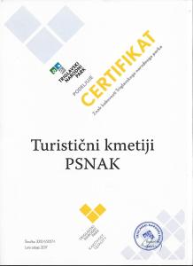 Certifikát, hodnocení, plakát nebo jiný dokument vystavený v ubytování Turisticna Kmetija Psnak