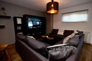 TV a/nebo společenská místnost v ubytování Le Duplex de la Raveline 48A