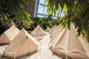 a group of tents in a building with trees at Tropical Islands in Krausnick