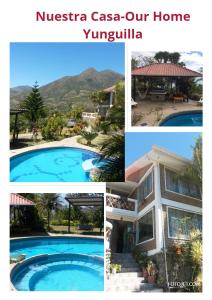 a collage of pictures of a house and a swimming pool at NUESTRA CASA -OUR HOME Yunguilla Valley by A2CC in Tobachirin