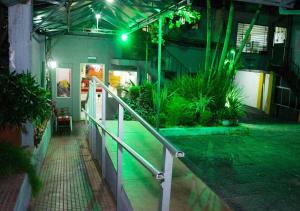 une chambre avec des plantes et des lumières dans un bâtiment dans l'établissement Hotel del Sur, à San Lorenzo