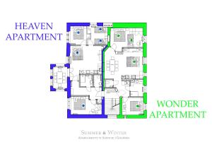 Plán poschodí v ubytovaní Family Luxury Wonder Heaven Apartment, 50m to M Cassino, first with 3 badrooms&studio, second with 2 badrooms&studio, parking w cenie