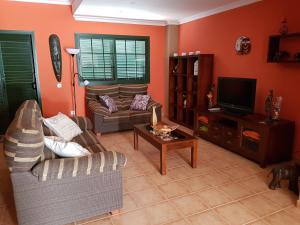 a living room with a couch and a tv at Casa Maria en Agaete in Agaete