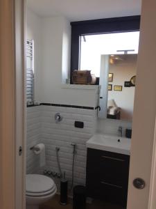Suite Del Parco في مونزا: حمام مع مرحاض ومغسلة ومرآة